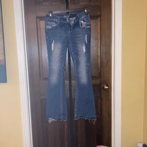 Amethyst Jeans Blue Flare with Distressed Details